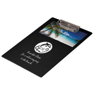 Schwarzes Dolphin-Silhouette-Monogramm-Foto Klemmbrett