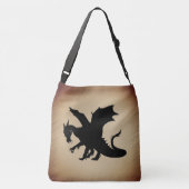 Schwarzes Drachenaltpapier Tragetaschen Mit Langen Trägern (Rückseite)