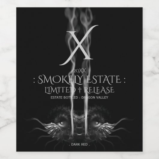 Schwarzes Drachenmohrongramm Weinetikett (Einzelnes Label)