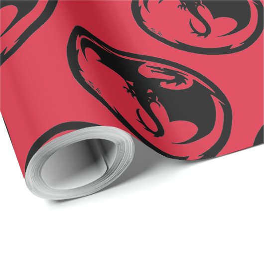 Schwarzes Drachenpapier mit roter Matte Geschenkpapier (Rolleneckpunkt)