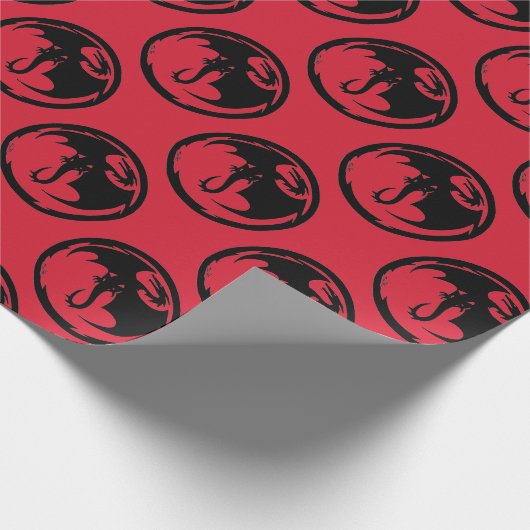 Schwarzes Drachenpapier mit roter Matte Geschenkpapier (Ecke)
