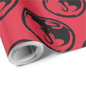 Schwarzes Drachenrotes glänzendes Verpackungsmediu Geschenkpapier (Rolleneckpunkt)
