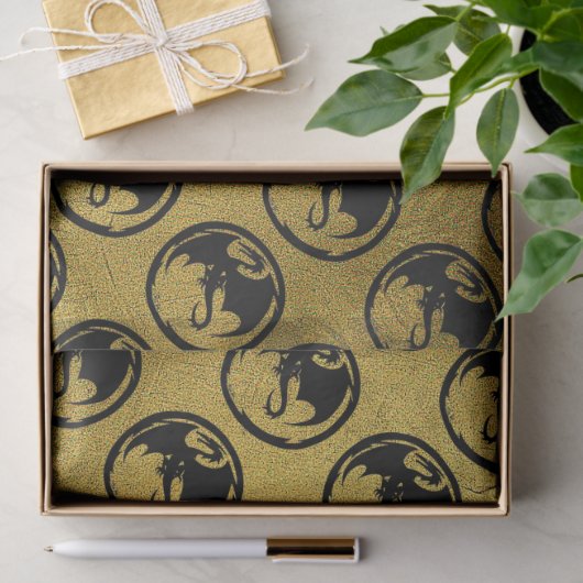 Schwarzes Dragon-Gold-Venengewebe-Papier-Medium Seidenpapier (Geschenk)