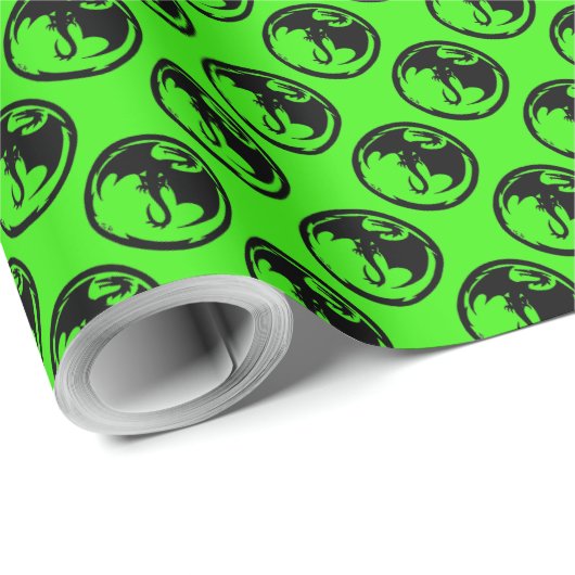 Schwarzes Dragon grünes, mattes Verpackungspapier  Geschenkpapier (Rolleneckpunkt)