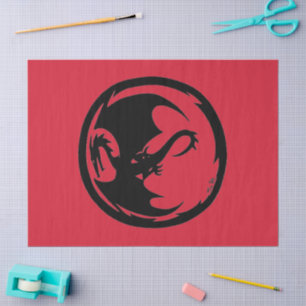 Schwarzes Dragon rotes Papier groß