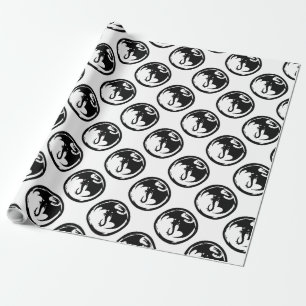 Schwarzes Dragon weißes glänzendes Verpackungsmedi Geschenkpapier