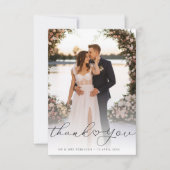 Schwarzes Drehbuch für Neuvermählte Hochzeit-Foto Dankeskarte (Vorderseite)