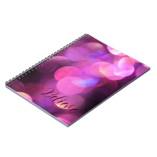 Schwarzes Drehbuch "Glauben", Lila Glitzern Journa Notizblock (Linke Seite)