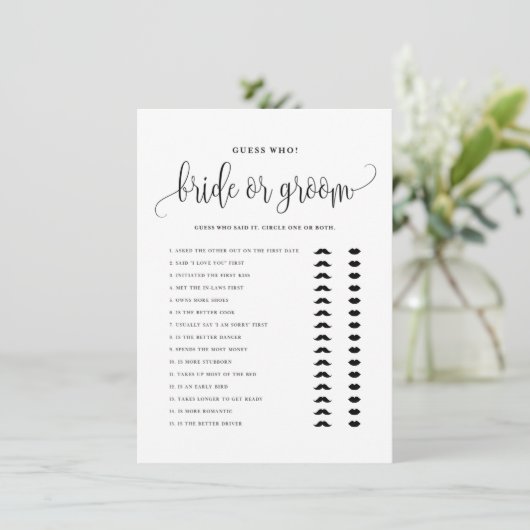 Schwarzes Drehbuch sagte er sagte, sie sagte Braut Begleitkarte (Stehend Vorderseite)