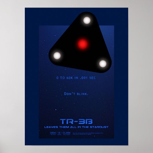 Schwarzes Dreieck TR-3B UFO Poster (Vorne)