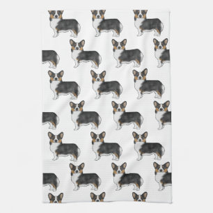 Schwarzes dreifarbiges Pembroke Welsh Corgi Hund M Geschirrtuch
