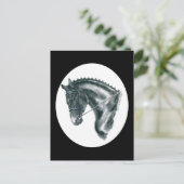Schwarzes Dressage Pferd Portrait Postkarte (Stehend Vorderseite)