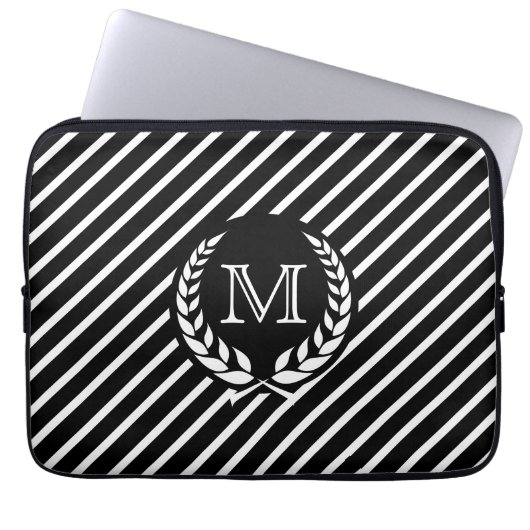 Schwarzes DS-Monogramm Laptopschutzhülle (Vorderseite)