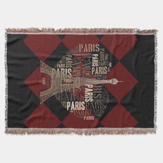 Schwarzes dunkelrotes Liebe-Paris-| Decke (Vorderseite)