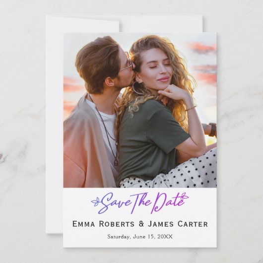 Schwarzes dunkles Foto Save the Date (Vorderseite)