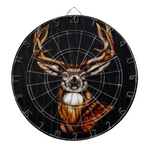 Schwarzes Dunkles Holz Holzhirsch Rustikal Landhau Dartscheibe