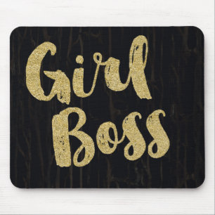 Schwarzes Dunkles Rissiges Holz MÄDCHEN CHEFIN Fal Mousepad