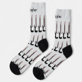 Schwarzes E-Gitarren-Design personalisiert Socken (Linkes Detail)