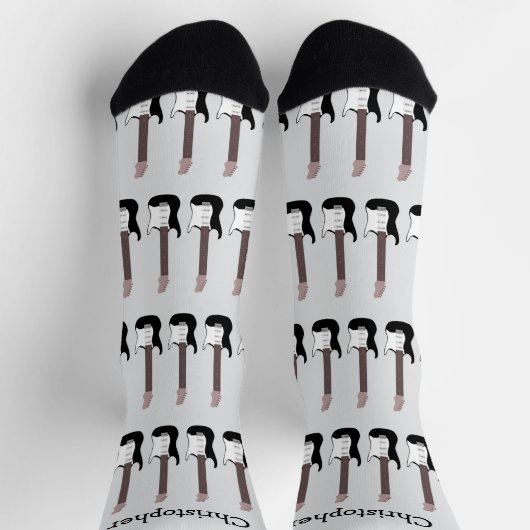 Schwarzes E-Gitarren-Design personalisiert Socken (Oben)