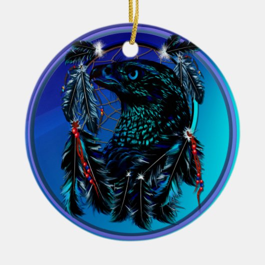 Schwarzes Eagle_Dreamcatcher-Ornament Keramikornament (Vorne)