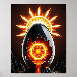 Schwarzes Ei mit Sonne Poster