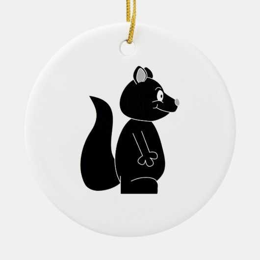 Schwarzes Eichhörnchen Keramik Ornament (Vorne)