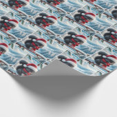 Schwarzes Eichhörnchen mit Weihnachtsmannmütze Geschenkpapier (Ecke)