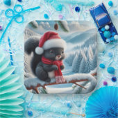 Schwarzes Eichhörnchen mit Weihnachtsmannmütze Pappteller (Party)