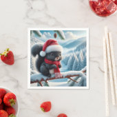 Schwarzes Eichhörnchen mit Weihnachtsmannmütze Serviette (Beispiel)