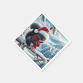 Schwarzes Eichhörnchen mit Weihnachtsmannmütze Serviette (Ecke)