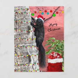 Schwarzes Eichhörnchen Weihnachts-Flat-Feiertagska Feiertagspostkarte