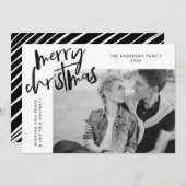 Schwarzes, einfach Merry Foto Feiertagskarte (Vorne/Hinten)