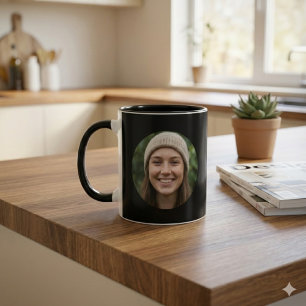 Schwarzes einfaches benutzerdefiniertes Foto mit m Tasse