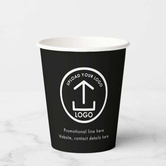 Schwarzes, einfaches Berufliches Firmenlogo und Te Pappbecher (Rückseite)