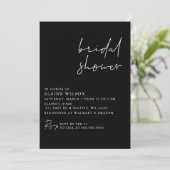 Schwarzes Einfaches Elegantes Modernes Brautparty Einladung (Stehend Vorderseite)