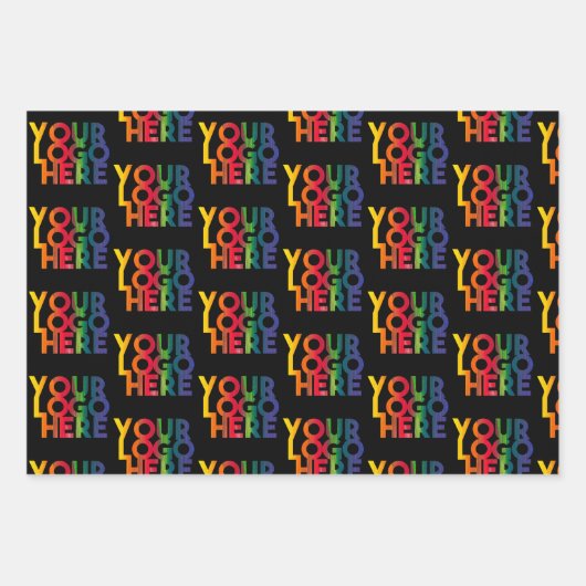 Schwarzes einfaches Firmenlogo Geschenkpapier Set (Vorderseite 2)