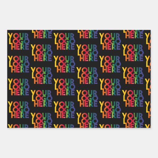 Schwarzes einfaches Firmenlogo Geschenkpapier Set (Vorderseite)