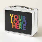 Schwarzes einfaches Firmenlogo Metall Brotdose (Rückseite)