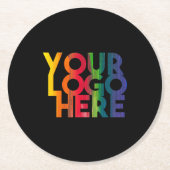 Schwarzes einfaches Firmenlogo Runder Pappuntersetzer (Vorderseite)