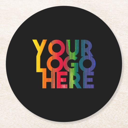 Schwarzes einfaches Firmenlogo Runder Pappuntersetzer (Vorderseite)