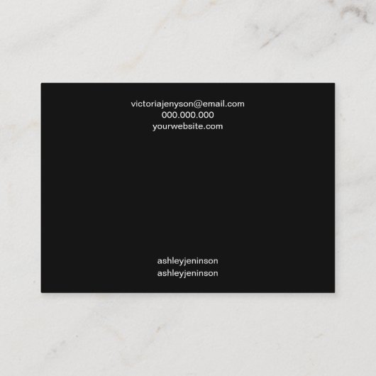 Schwarzes, einfaches Logoklammer Visitenkarte (Rückseite)