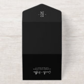 Schwarzes Einfaches Minimalistisches Silberstreife All-in-One-Einladung (Außenseite)