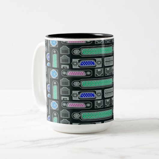 Schwarzes Eingabemodell für Computergrippe Zweifarbige Tasse (Vorderseite Links)