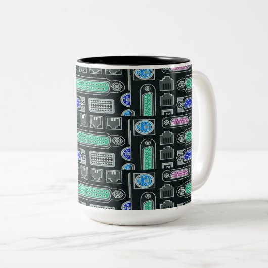 Schwarzes Eingabemodell für Computergrippe Zweifarbige Tasse (VorderseiteRechts)