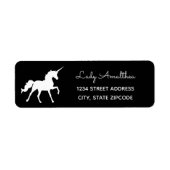 Schwarzes Einhorn-Adressetikett (Vorne)