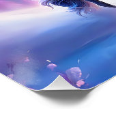 Schwarzes Einhorn in einer traumhaften Winterlands Poster (Ecke)