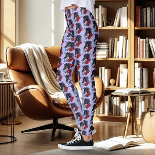 Schwarzes Einhorn Lila Mitternachtsgarten Blumen Leggings