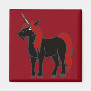 Schwarzes Einhorn mit der roten Mähne Magnet