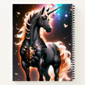 Schwarzes Einhorn mit Gold-Mane-Individuelle Name- Notizblock (Rückseite)