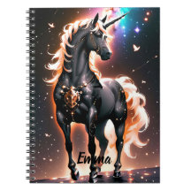 Schwarzes Einhorn mit Gold-Mane-Individuelle Name-